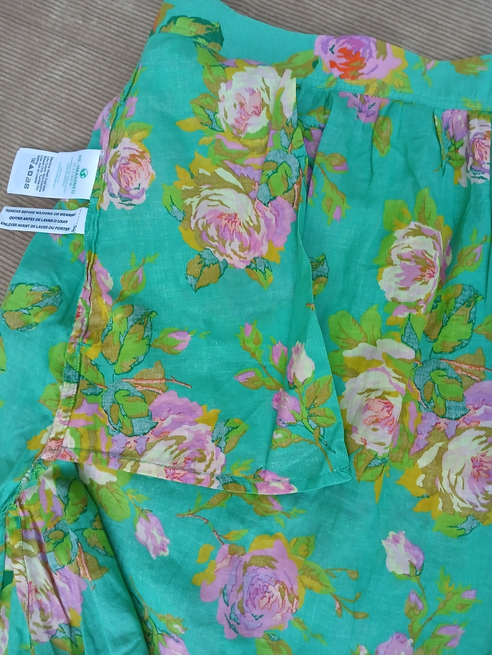 J. Crew Green Floral Maxi Skirt with Pink Rose Pattern - Picture 10 of 13